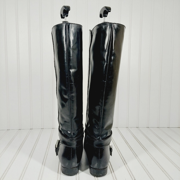 MARC BY MARC JACOBS BLACK GLOSSY LEATHER WOMEN RIDING BOOTS F970 - Picture 7 of 15